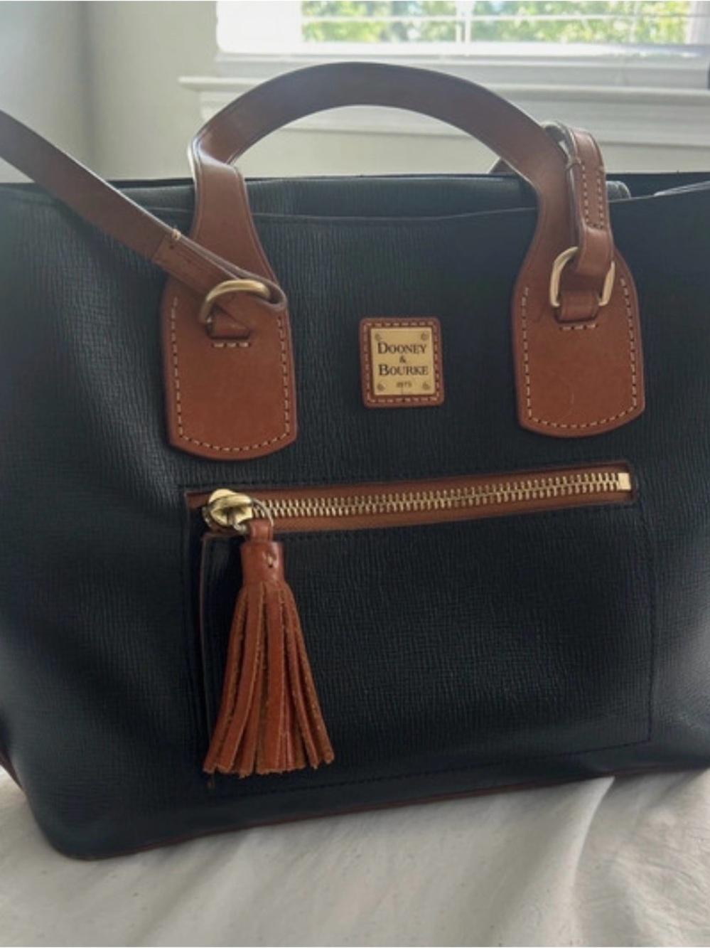 Dooney & Bourke Black and Brown Leather Satchel